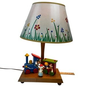 Vintage 1974 Nursery Originals Wooden Train Lamp Musical SwissTone Kids Decor‎